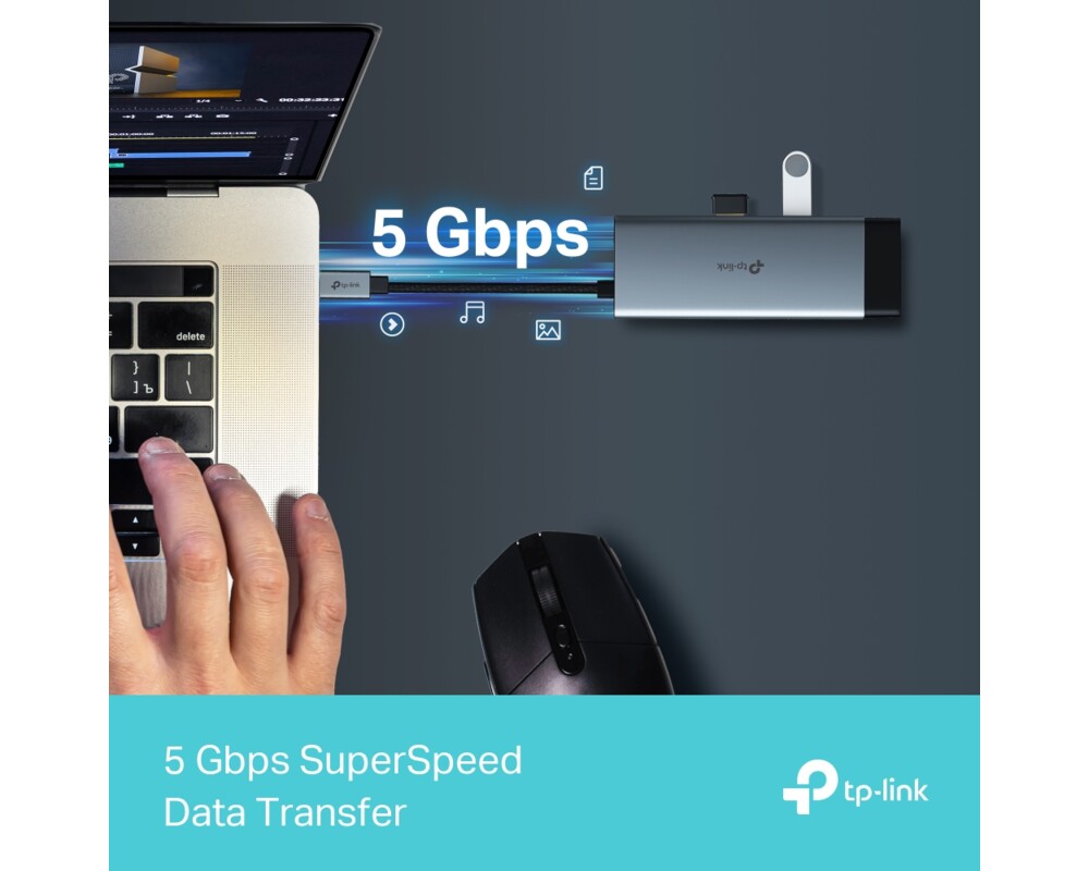USB хъб TP-Link Type-C 6 в 1 UH6120C 6
