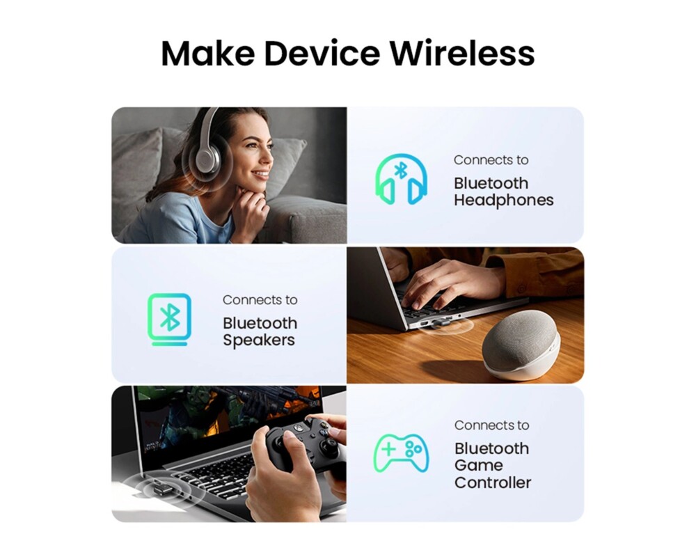 Адаптери Ugreen adapter CM390 Bluetooth 5.0 USB 20м - черен 10