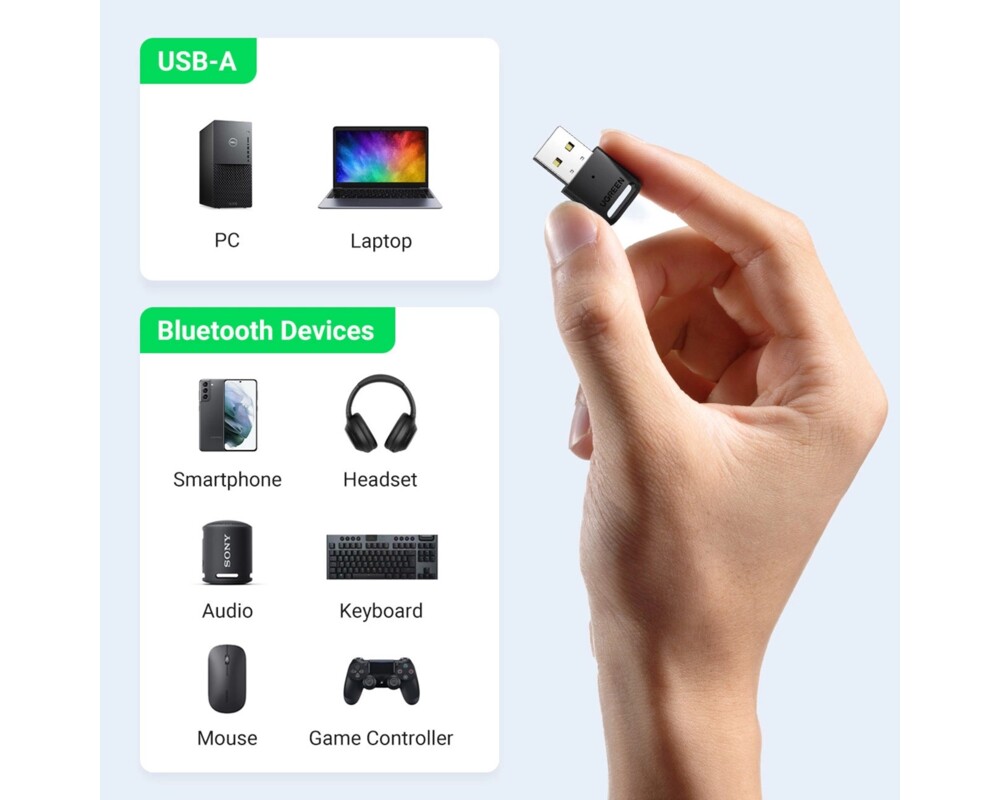 Адаптери Ugreen adapter CM390 Bluetooth 5.0 USB 20м - черен 7