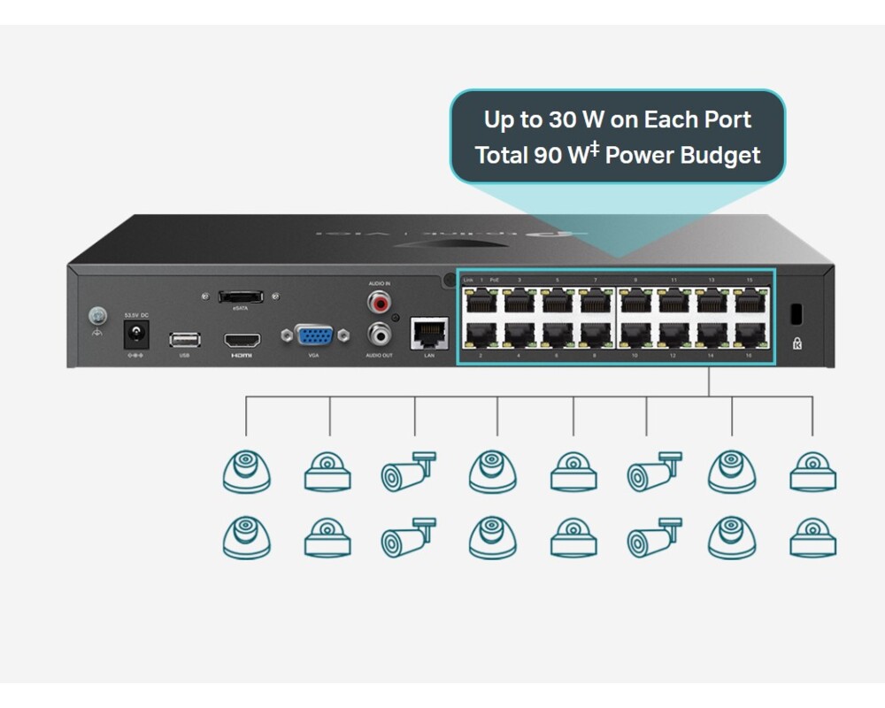 NVR - Цифрово записващо у-во TP-Link VIGI NVR2016H-16P 7