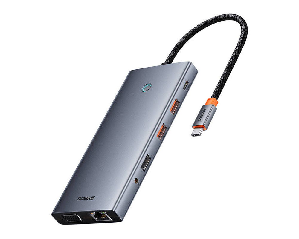 USB хъб Baseus 13 в 1 PortalJoy Series Type-C към HDMI+DP+VGA+C+USB+PD+RJ45+SD/TF+3.5мм B00053002811-01 - тъмносив 2