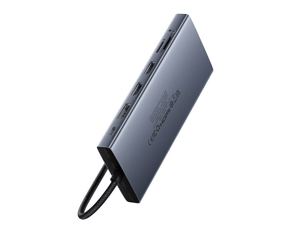USB хъб Baseus 13 в 1 PortalJoy Series Type-C към HDMI+DP+VGA+C+USB+PD+RJ45+SD/TF+3.5мм B00053002811-01 - тъмносив 3