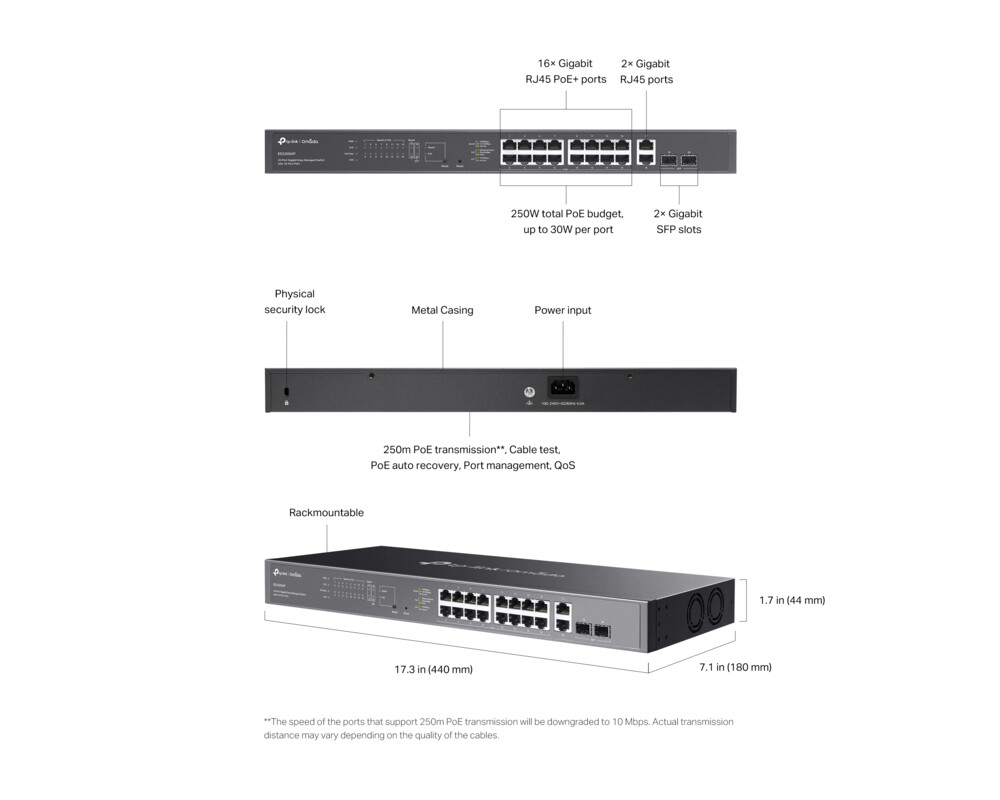 Switch (Комутатор) TP-Link Omada ES220GMP Gigabit Easy Managed Switch с 16 PoE+ порта 11