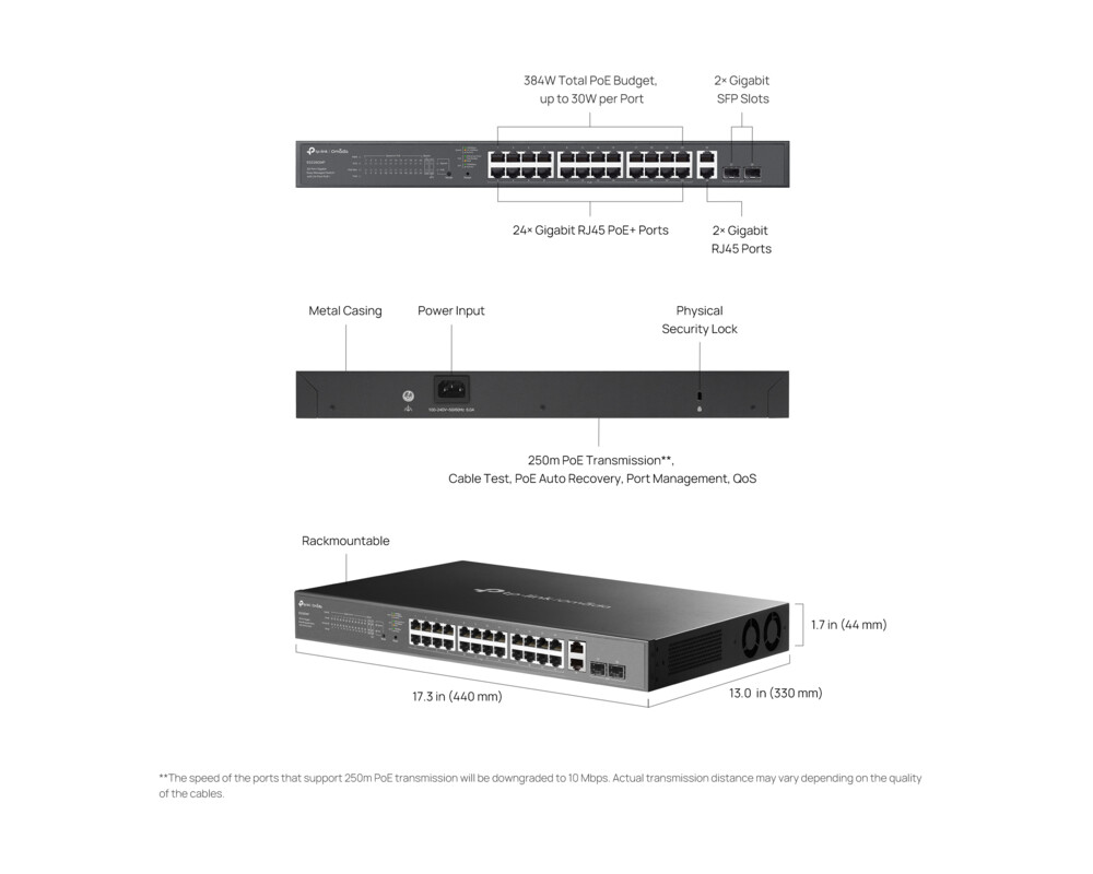 Switch (Комутатор) TP-Link Omada ES228GMP Gigabit Easy Managed Switch с 24 PoE+ порта 7