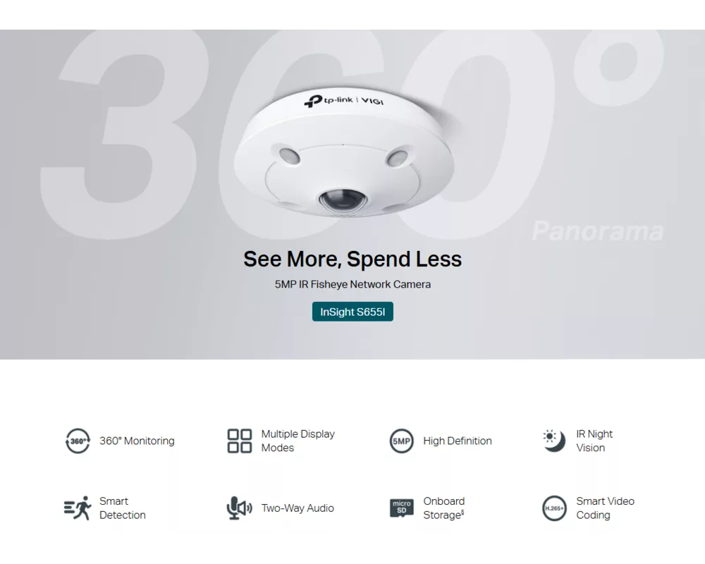 Цифрова IP камера TP-Link VIGI InSight S655I Fisheye 7