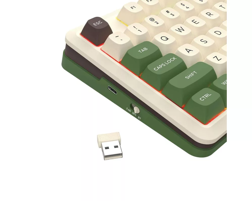 Клавиатура Redragon Cyrus Pro K681CGC-RGB-PRO с Bluetooth и безжична връзка, бяла със зелено и RGB осветление 8