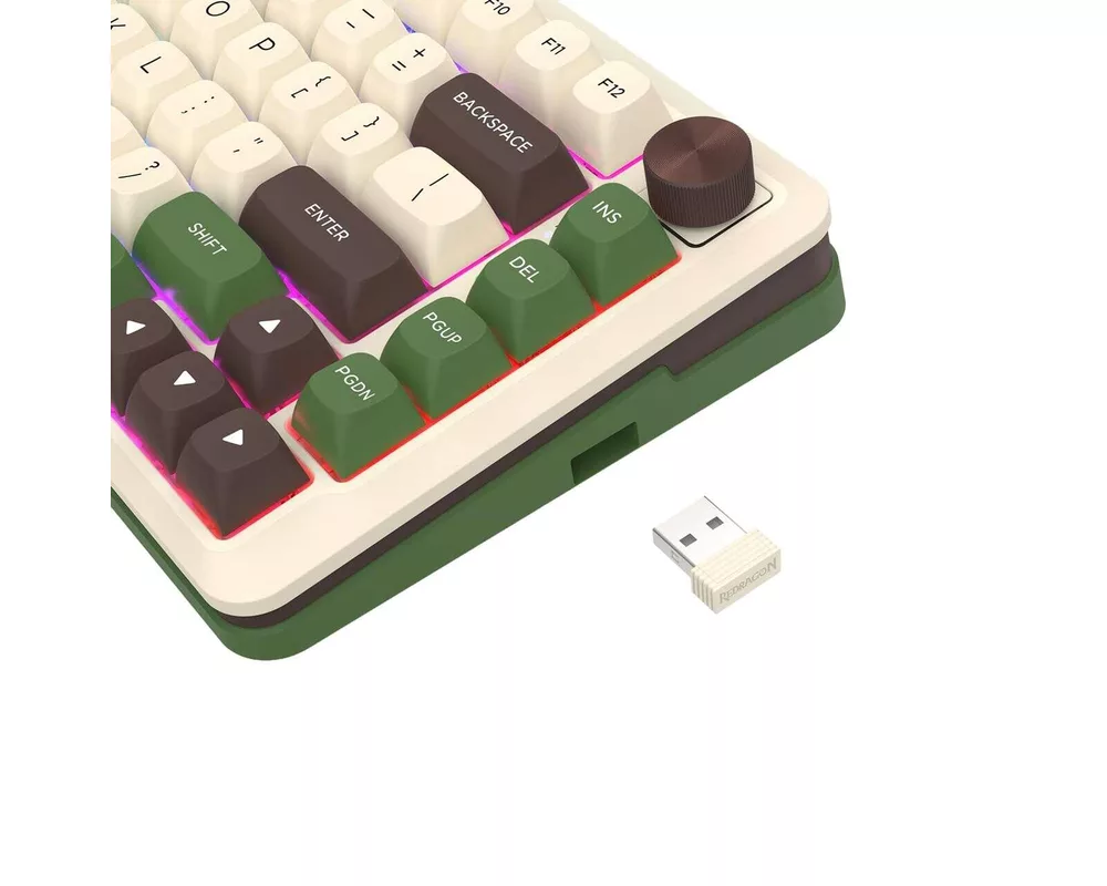 Клавиатура Redragon Cyrus Pro K681CGC-RGB-PRO с Bluetooth и безжична връзка, бяла със зелено и RGB осветление 7