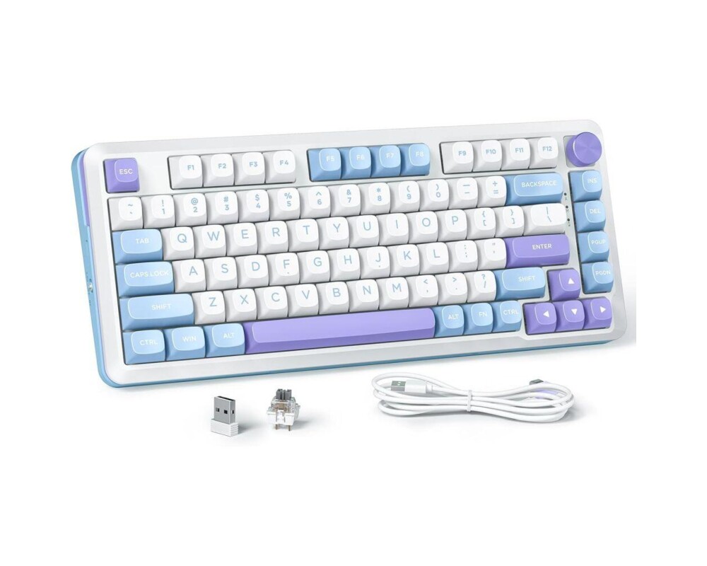 Клавиатура Redragon Cyrus Pro K681WBP-RGB-PRO с Bluetooth и безжична връзка, бяла с лилаво RGB осветление 6