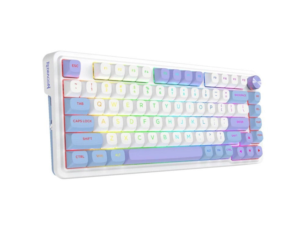 Клавиатура Redragon Cyrus Pro K681WBP-RGB-PRO с Bluetooth и безжична връзка, бяла с лилаво RGB осветление 2