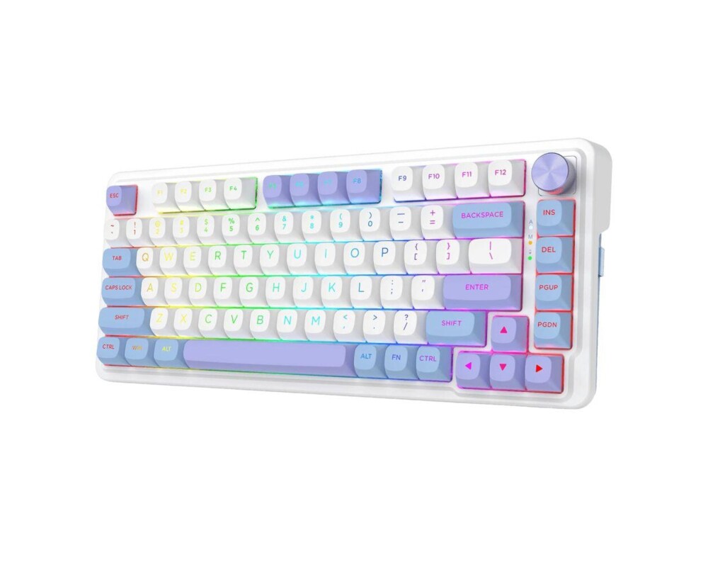 Клавиатура Redragon Cyrus Pro K681WBP-RGB-PRO с Bluetooth и безжична връзка, бяла с лилаво RGB осветление 3