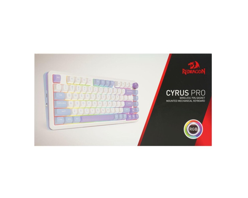 Клавиатура Redragon Cyrus Pro K681WBP-RGB-PRO с Bluetooth и безжична връзка, бяла с лилаво RGB осветление 8