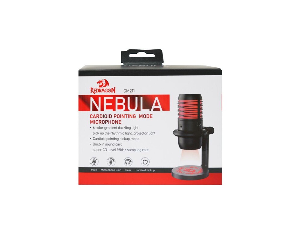 Микрофон Redragon Nebula GM211 с черно RGB осветление и стойка - черен 8