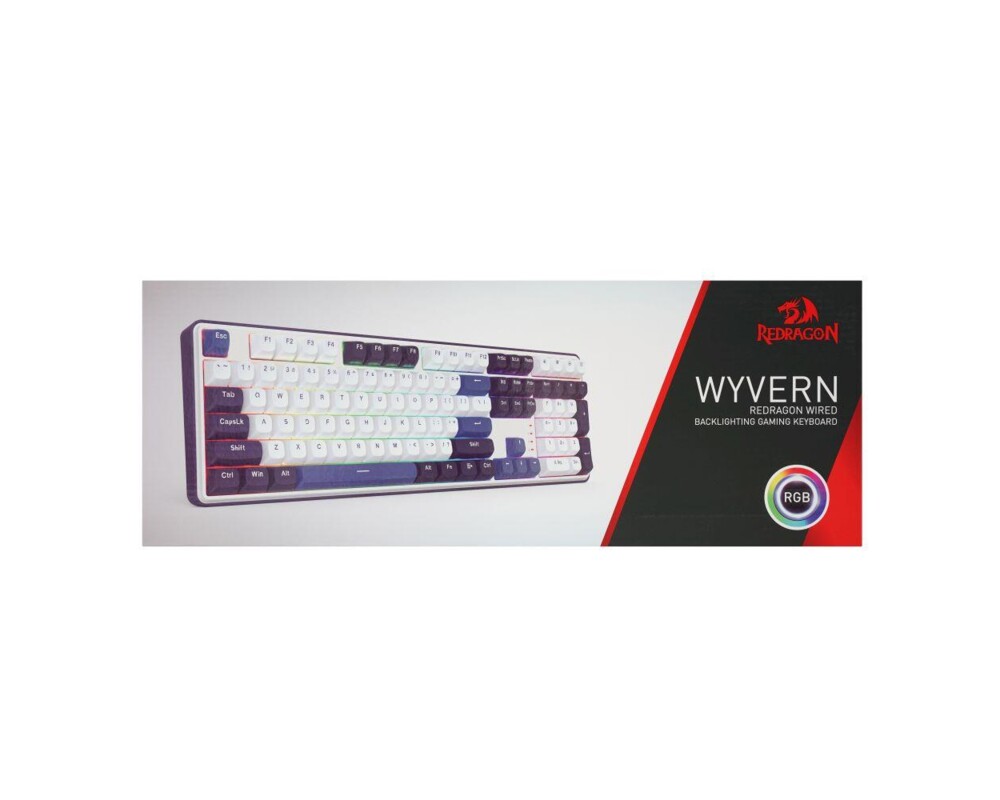 Клавиатура Redragon Wyvern K689WBB-RGB с RGB  подсветка - бяло/синьо 6
