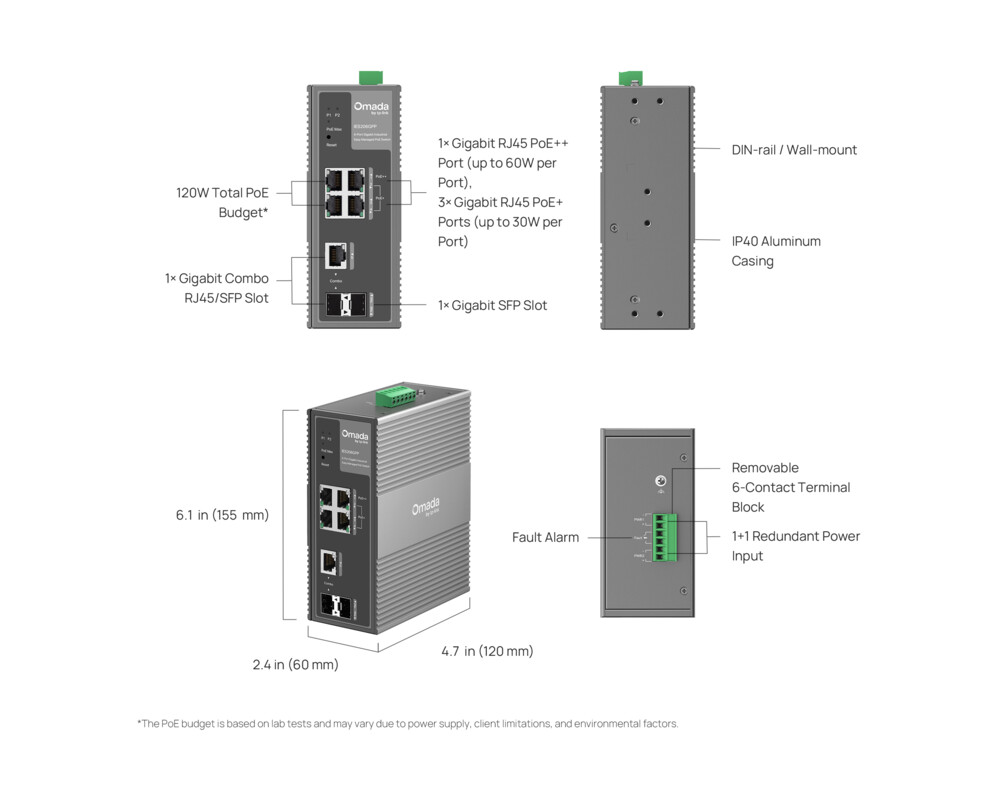 Switch (Комутатор) TP-Link Omada IES206GPP с 3 PoE+ порта и 1 PoE++ порта 7