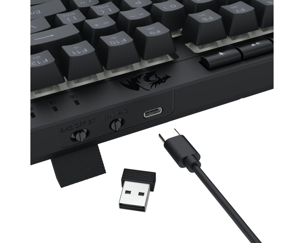 Клавиатура Redragon Crescent Pro K524RGB-PRO с кабел и безжична Bluetooth, RGB осветление - черна 7