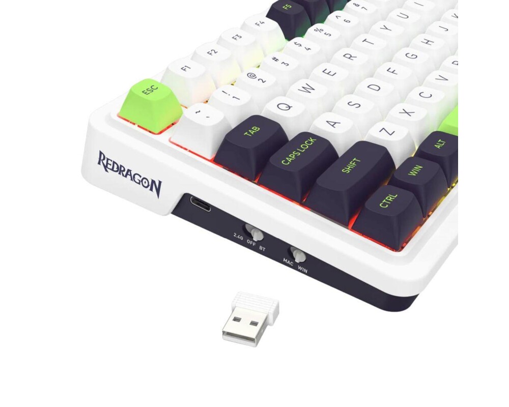 Клавиатура Redragon Eisa Max K686WBG-RGB-MAX RGB осветление - бяло/зелено 9