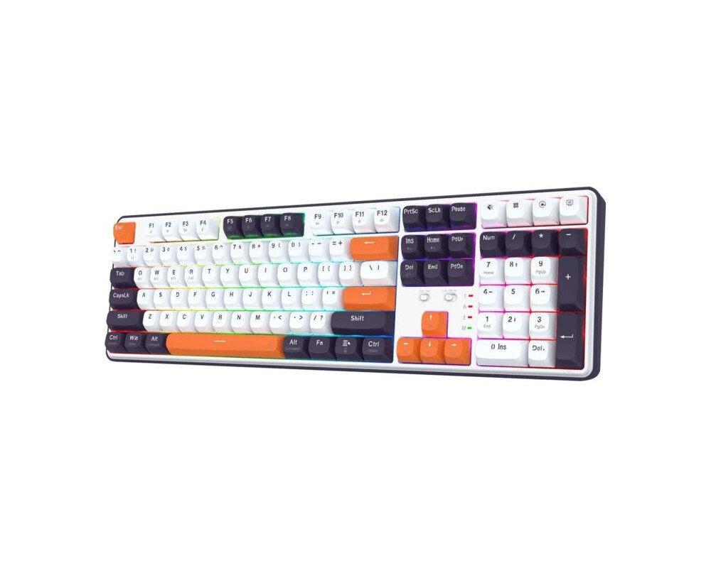 Клавиатура Redragon Wyvern K689WBO-RGB-PRO с Bluetooth и безжична връзка, RGB осветление - бяло/оранжево 4