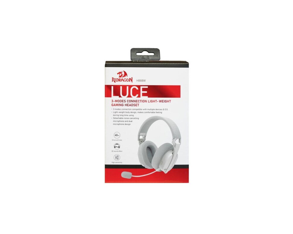 Слушалки Redragon Luce H888W с кабел и безжична Bluetooth връзка - бели 8