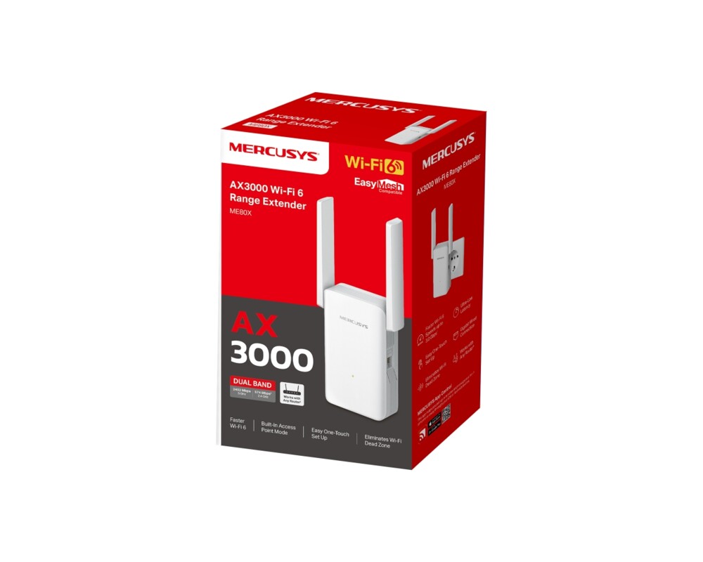 Безжичен усилвател Mercusys ME80X AX3000 2