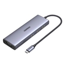  Ugreen CM498 15600 USB-C - 3x USB-A 3.0 / HDMI / VGA / RJ45 / SD / TF Card Reader / USB-C PD - сив 853018 15600 на топ цена - PIC.bg