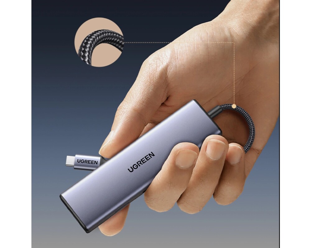 USB хъб Ugreen CM498 15600 USB-C - 3x USB-A 3.0 / HDMI / VGA / RJ45 / SD / TF Card Reader / USB-C PD - сив 5