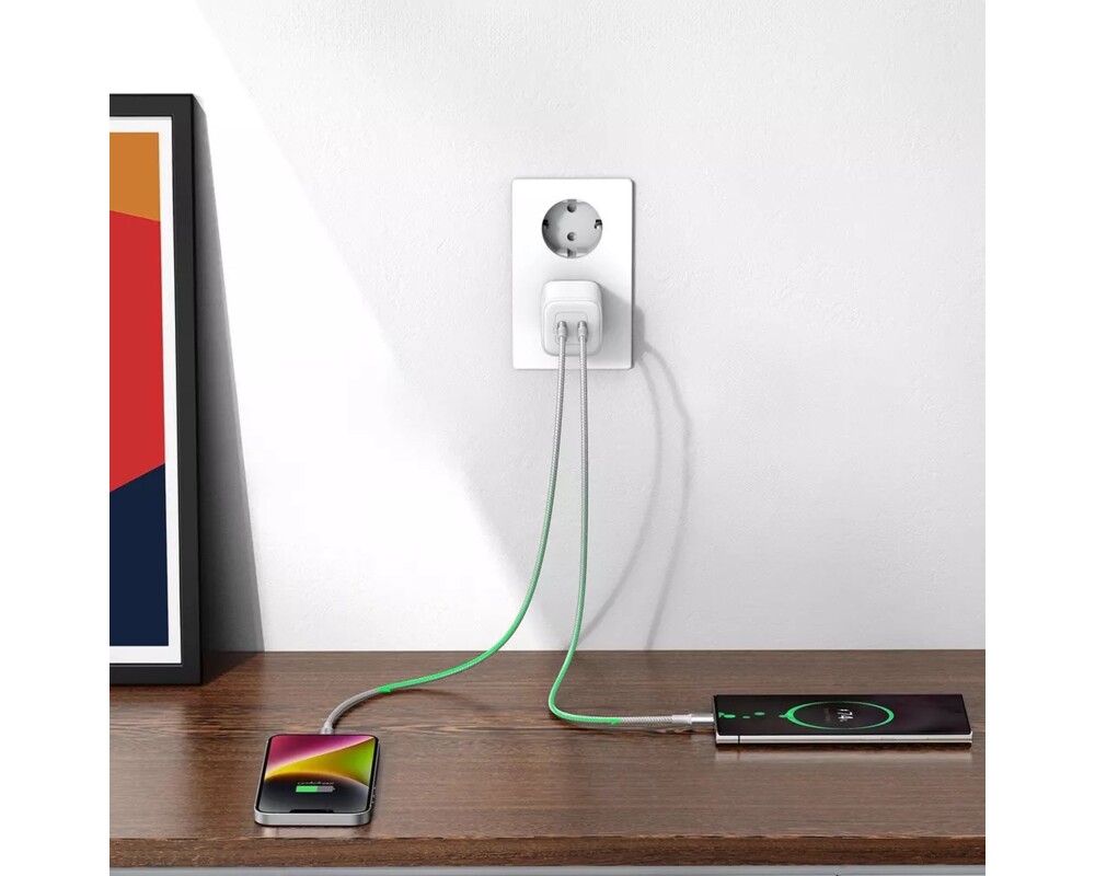 Зарядно Ugreen CD294 220V 2xUSB-C, GaN, 45W, PD, NEXODE 15327 - бяло 4