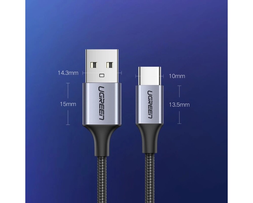 Кабел Ugreen US288 60126 USB-A към USB-C – 1 м - сив 9