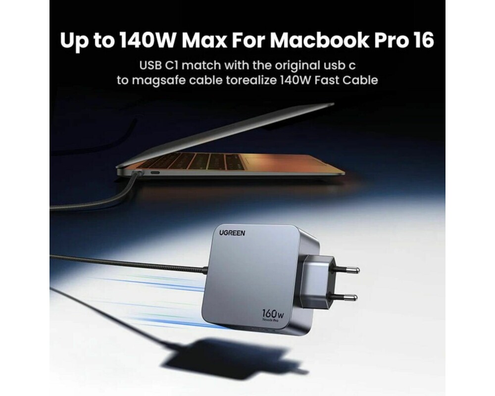 Зарядно Ugreen X763 25877 - 220V 3xUSB-C,1xUSB A, GaN,160W, NEXODE PRO 5