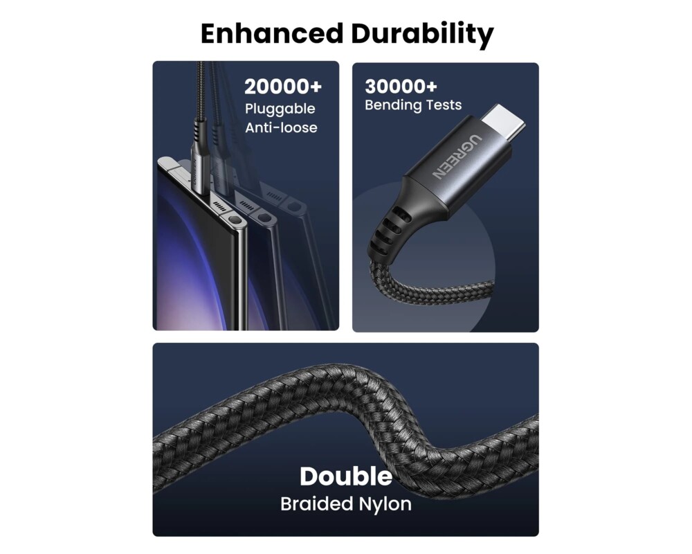 Кабел Ugreen US567 15373 USB-C към USB-C, 60W, 1м 6