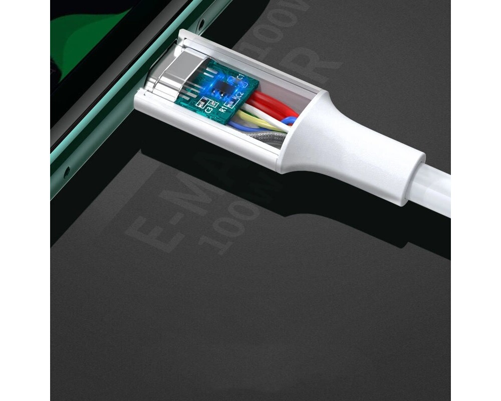 Кабел Ugreen US300 60552, USB-C/USB-C 5А,DATA, 2м - бял 5