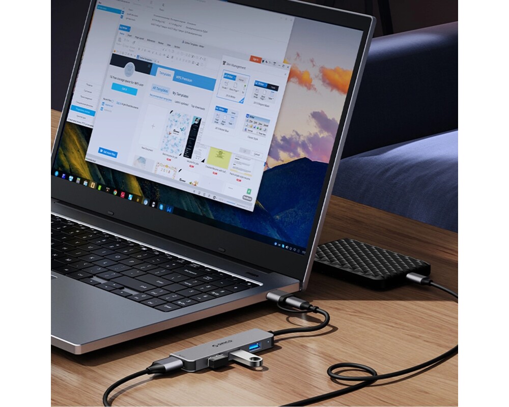 USB хъб Докинг станция Orico YSA8-U3 USB-A/USB-C Hub 3xUSB-A 2.0 + 1x USB-A 3.0 + 1x USB-C 2.0 + 1x 3.5mm Audio + 2x TF&SD - сив 4