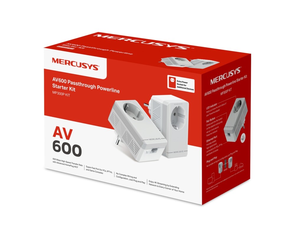 Powerline адаптер Mercusys MP300P KIT AV600 7