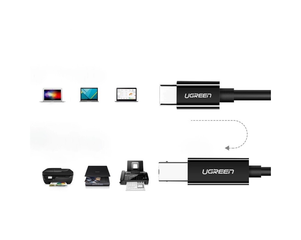 Кабел UGREEN US241 USB-C към USB-B 2.0, 1 м - черен 4