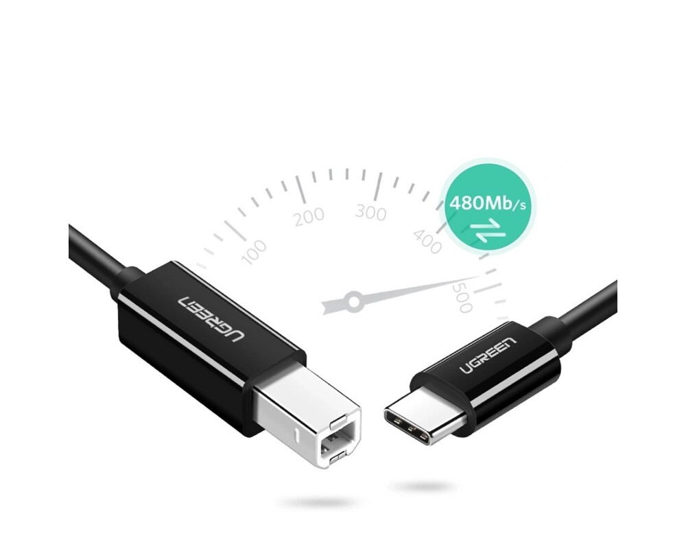 Кабел UGREEN US241 USB-C към USB-B 2.0, 1 м - черен 5