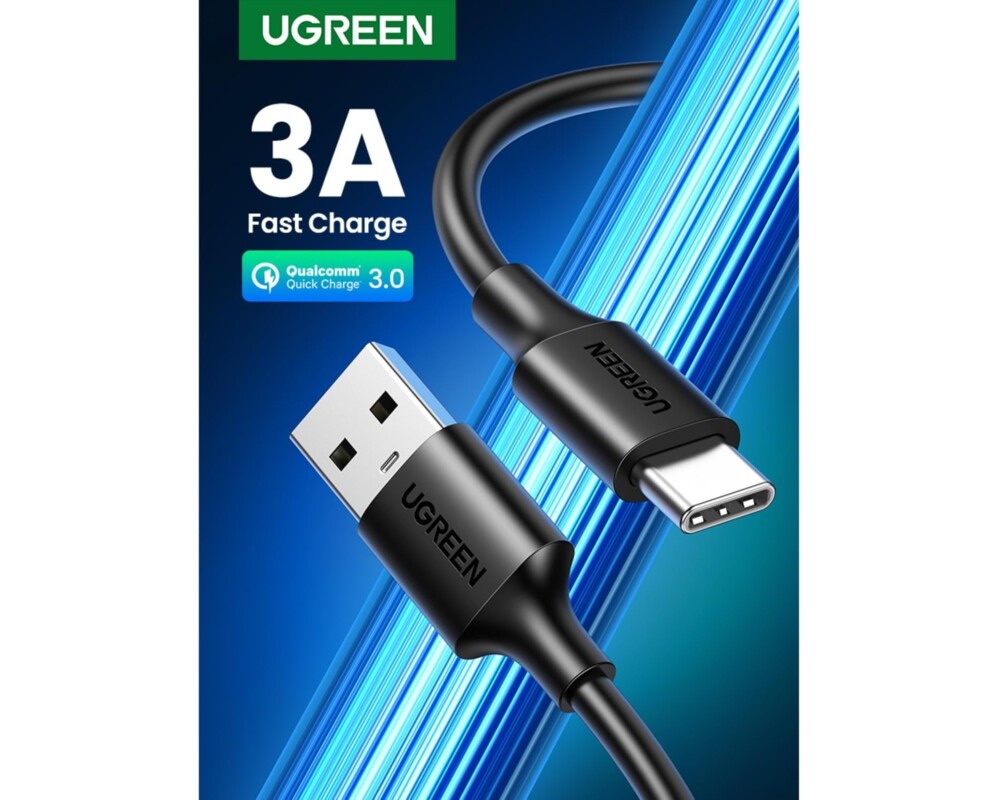 Кабел Ugreen - US287 (60116) USB-A / USB-C – 3A, 1м - черен 3
