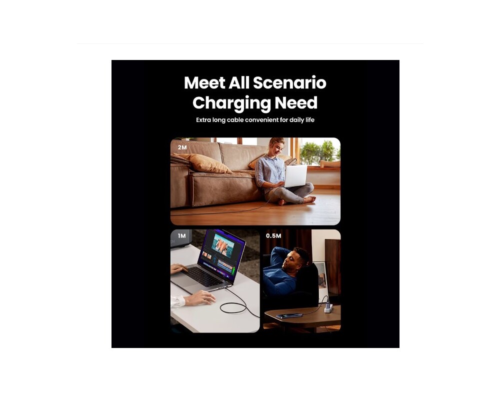 Кабел Ugreen L513 45068, USB-C/USB-C, 240W, 2м - сив 3