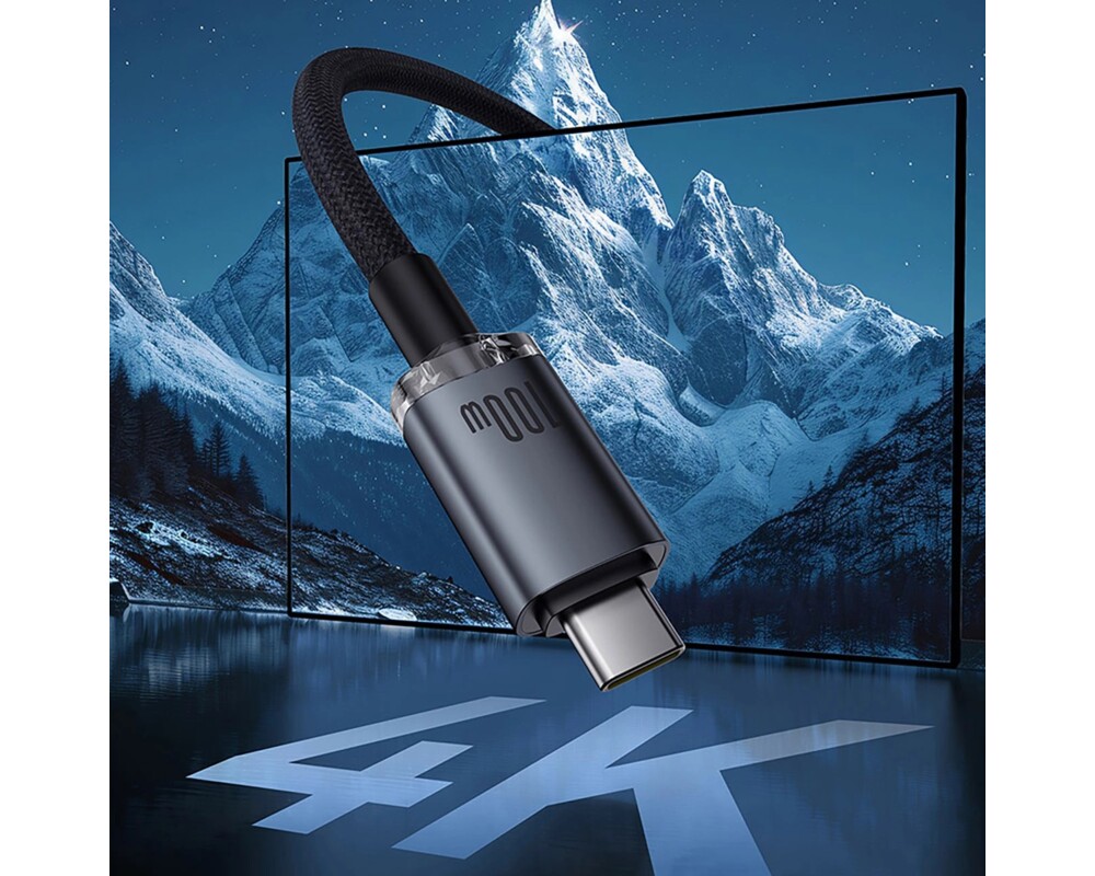 Кабел Baseus Crystal Shine P10318204111-00 USB3.2 USB-C към USB-C Display Cable 100W 1.5м 20Gb - черен 6