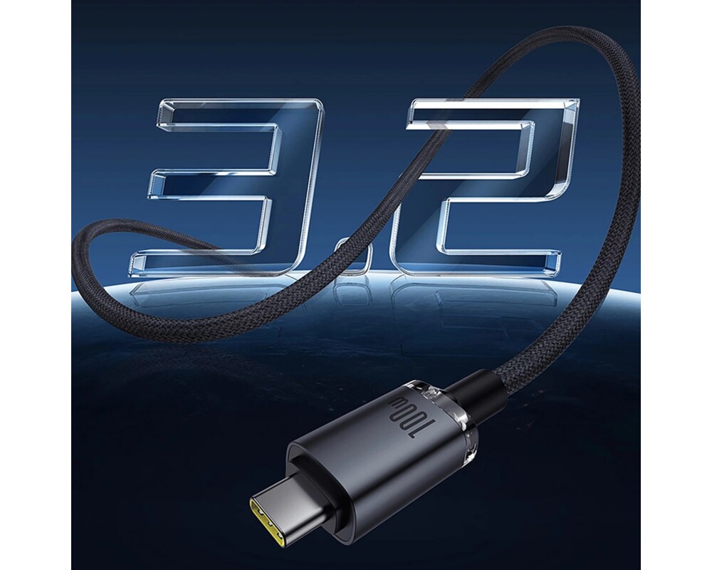 Кабел Baseus Crystal Shine P10318204111-00 USB3.2 USB-C към USB-C Display Cable 100W 1.5м 20Gb - черен 5