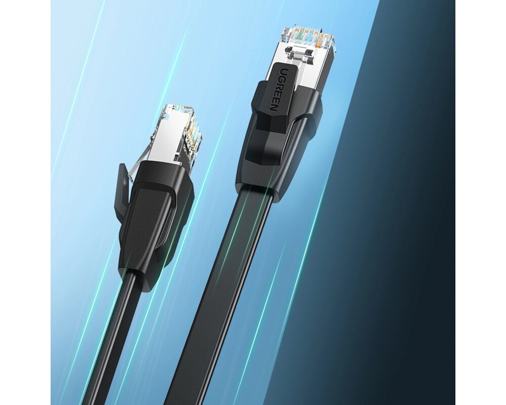 Мрежов кабел UGREEN NW134 10980 Cat 8 U/FTP 1 м, плосък -  черен 3