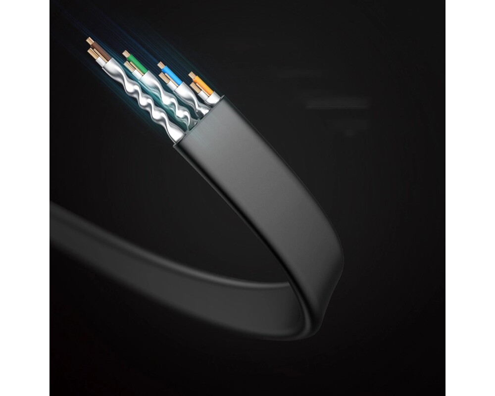 Мрежов кабел UGREEN NW134 10980 Cat 8 U/FTP 1 м, плосък -  черен 8