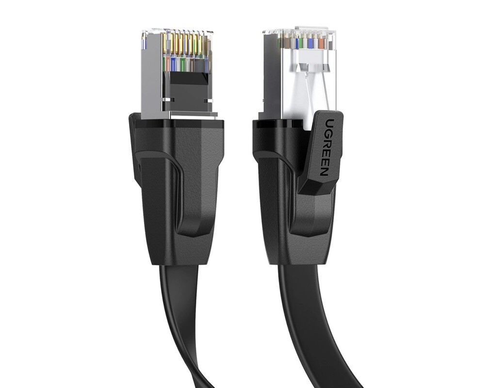 Мрежов кабел UGREEN NW134 10980 Cat 8 U/FTP 1 м, плосък -  черен 2