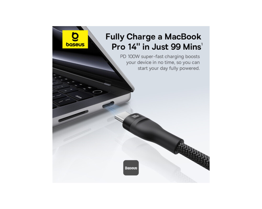 Кабел Baseus Flash Series Type-C към 3x USB-C, 100W, 1.5м P10377503111-00 - черен 9