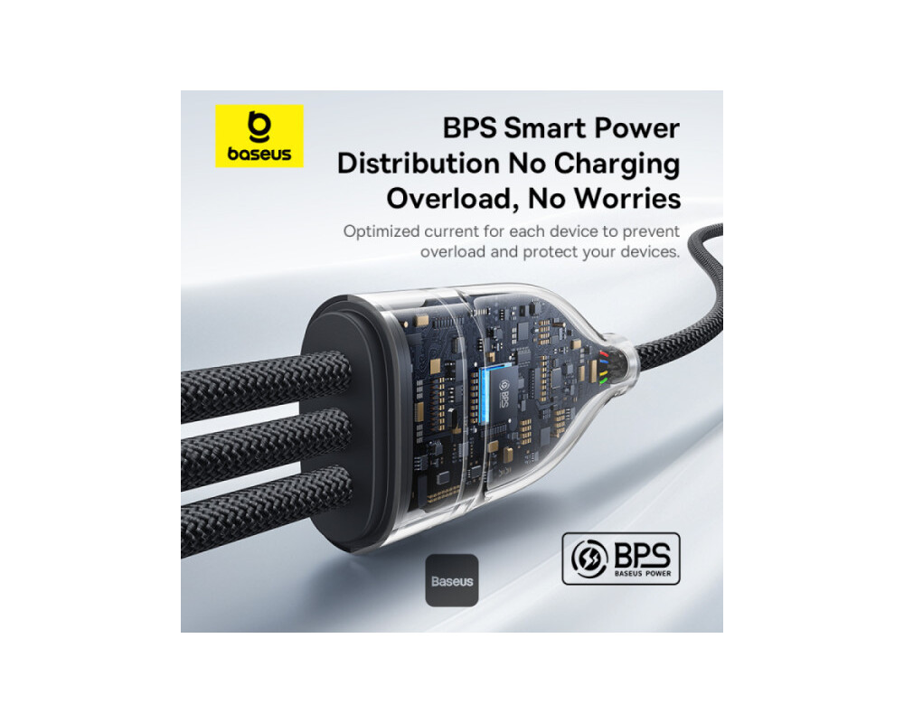 Кабел Baseus Flash Series Type-C към 3x USB-C, 100W, 1.5м P10377503111-00 - черен 5