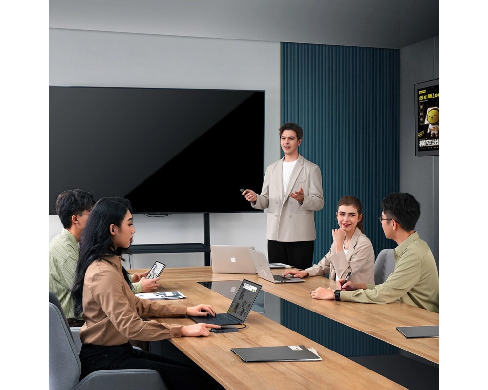 USB хъб Baseus PioneerJoy 8-в-1 USB-C хъб – HDMI 4K@60Hz + HDMI 4K@30Hz + DisplayPort 8K@30Hz + VGA + 2x USB-A 3.0 + 2x USB-C – WKYY030413 - сив 9