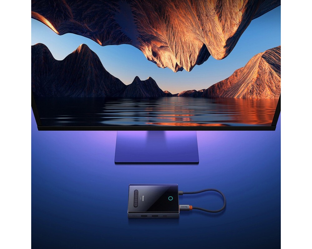 USB хъб Baseus PioneerJoy 8-в-1 USB-C хъб – HDMI 4K@60Hz + HDMI 4K@30Hz + DisplayPort 8K@30Hz + VGA + 2x USB-A 3.0 + 2x USB-C – WKYY030413 - сив 8