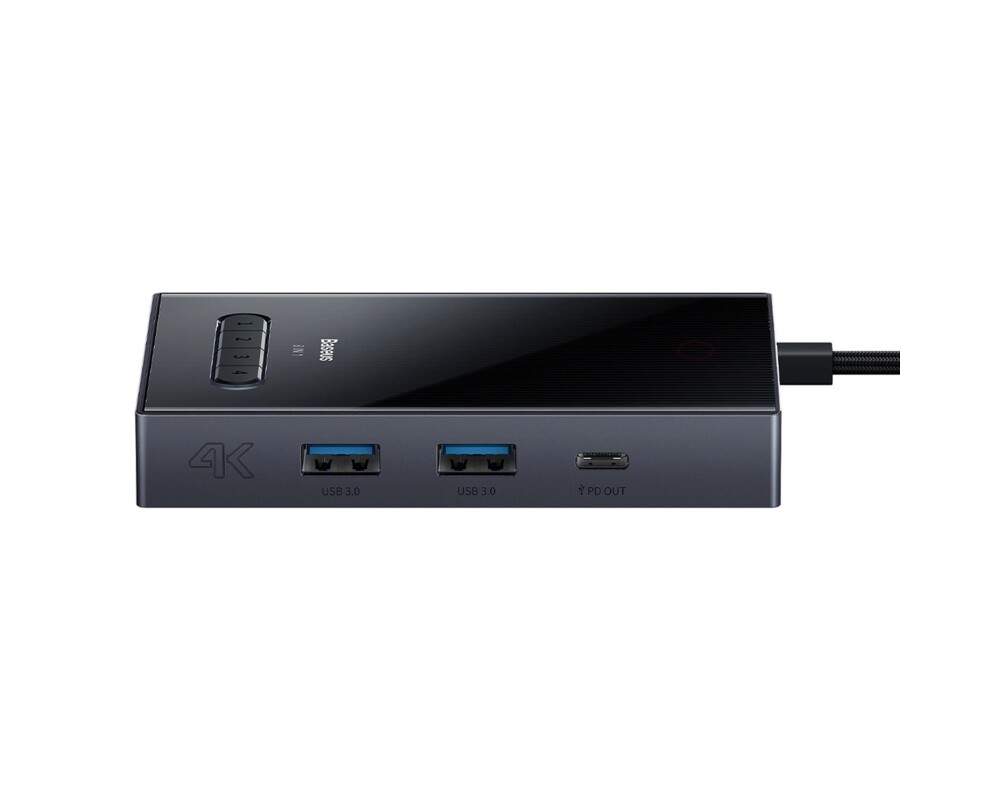 USB хъб Baseus PioneerJoy 8-в-1 USB-C хъб – HDMI 4K@60Hz + HDMI 4K@30Hz + DisplayPort 8K@30Hz + VGA + 2x USB-A 3.0 + 2x USB-C – WKYY030413 - сив 2