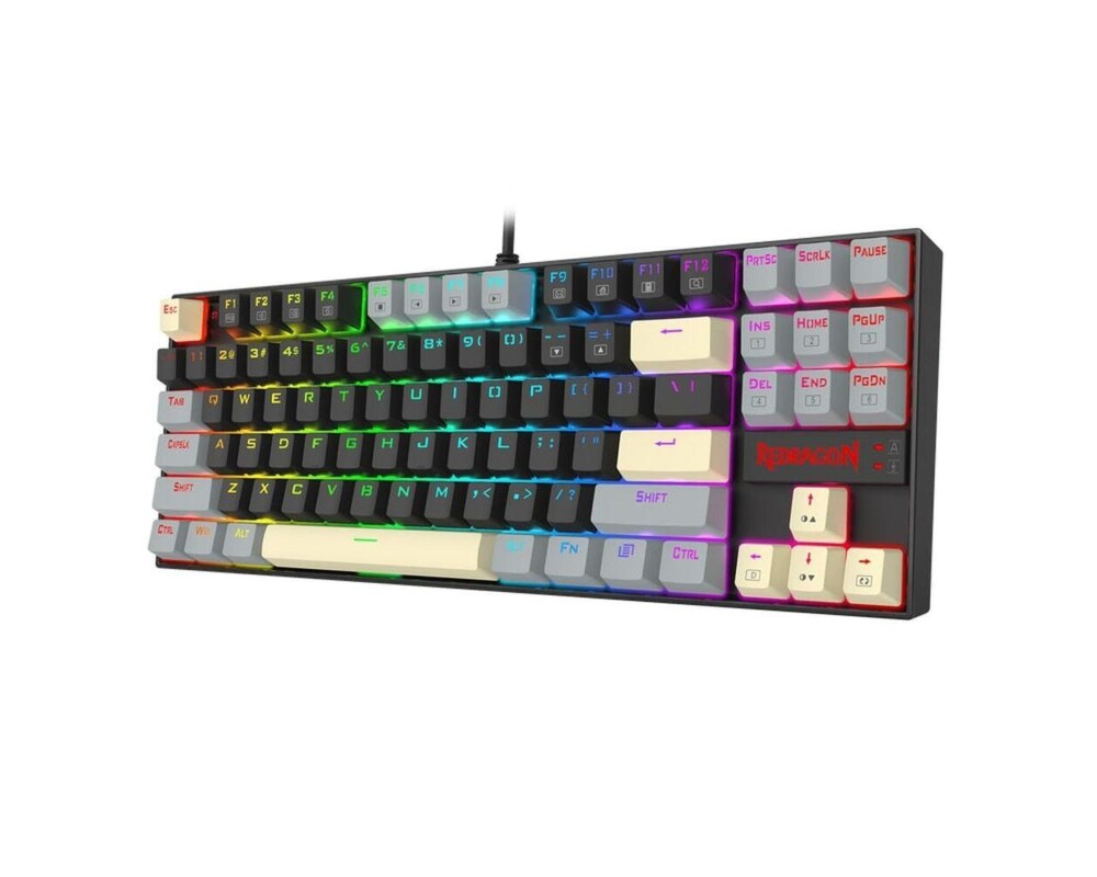 Клавиатура Redragon Kumara K552LGY-RGB с RGB осветление с Red switches - черна със сиво 4