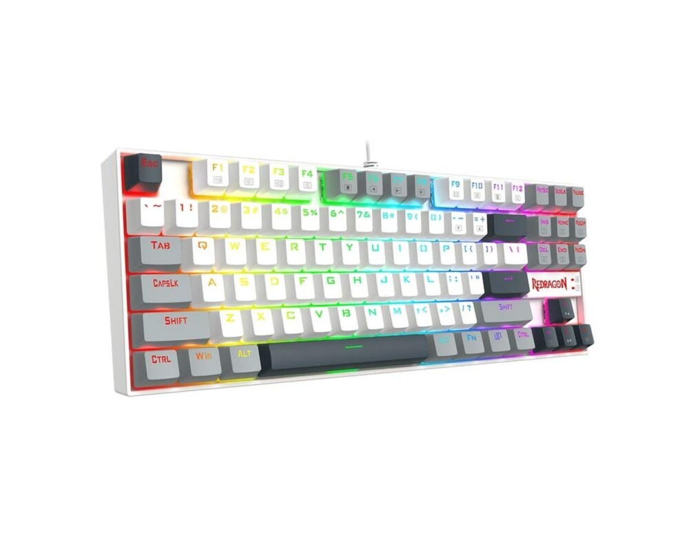 Клавиатура Redragon Kumara K552WGL-RGB с RGB осветление и red switches - бяла със сиво 8