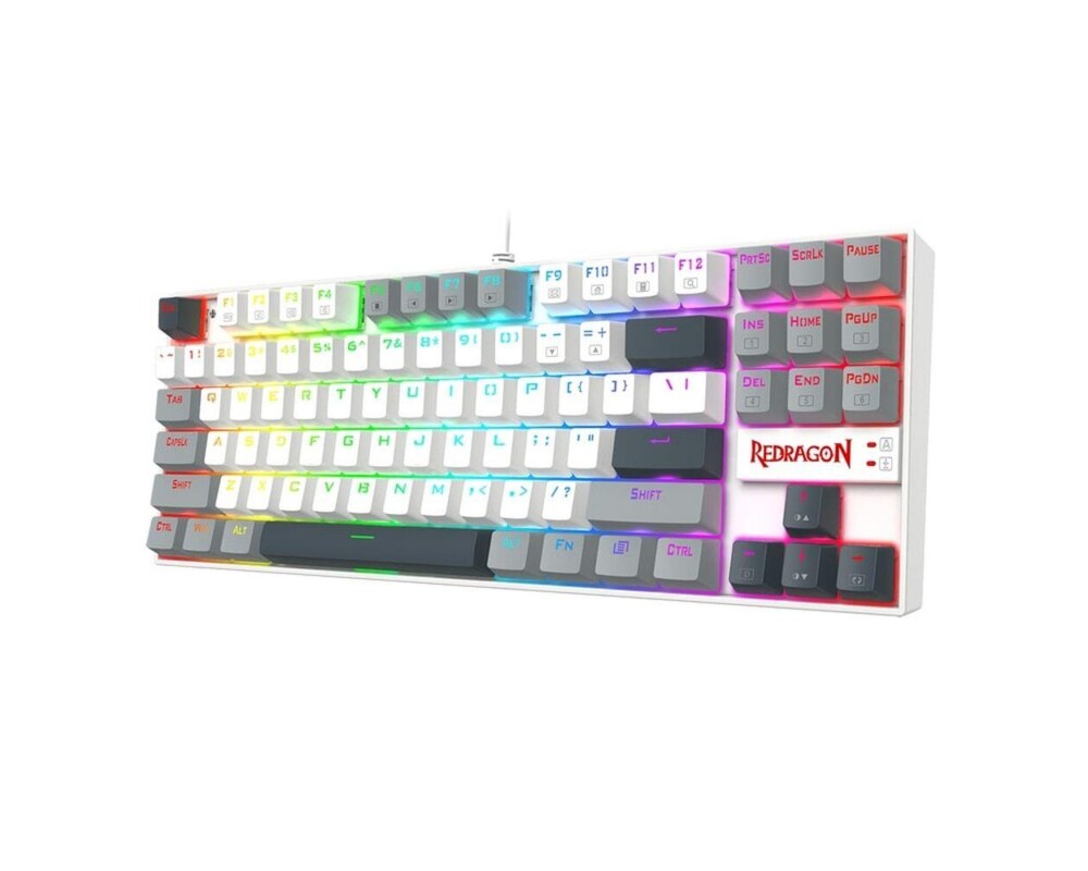 Клавиатура Redragon Kumara K552WGL-RGB с RGB осветление и red switches - бяла със сиво 4