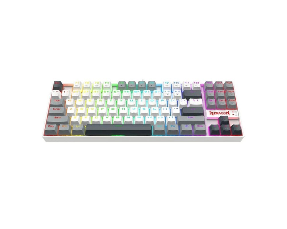 Клавиатура Redragon Kumara K552WGL-RGB с RGB осветление и red switches - бяла със сиво 3